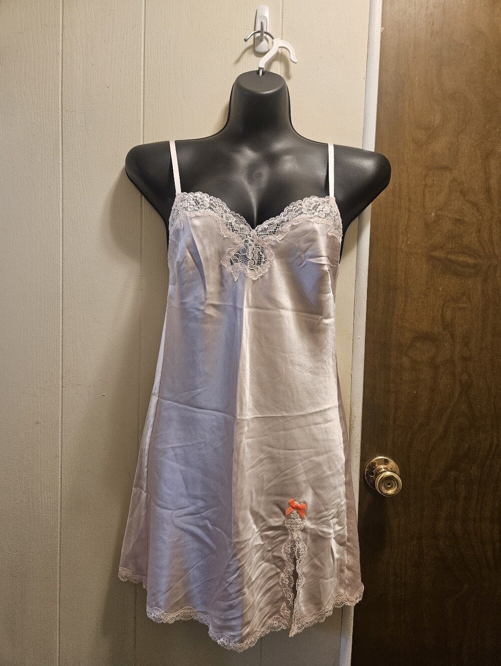 NWOT Victoria's Secret Pale Pink Satin Lace-Trim Slip